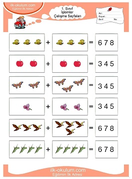 Çocuklar İçin toplam işlemi yaprak testleri 